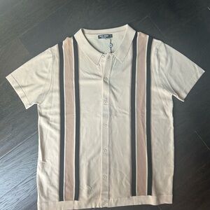 Buy 2 Save 30%: NWT Paul Jones Beige Striped Men's Shirt / Cardigan Style